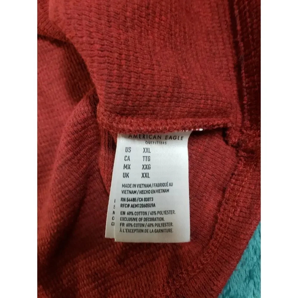 American Eagle Shirt Size 2XL XXL Mens Red Long Sleeve Thermal Winter Logo